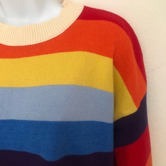 Rainbow Striped Crew Neck Sweater - Picture 8 of 16